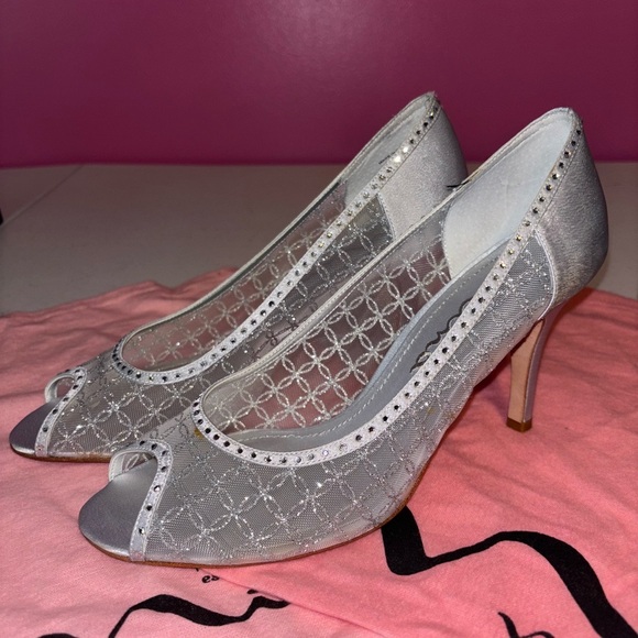 Nina Metallic Silver Mesh Heels - Picture 6 of 10